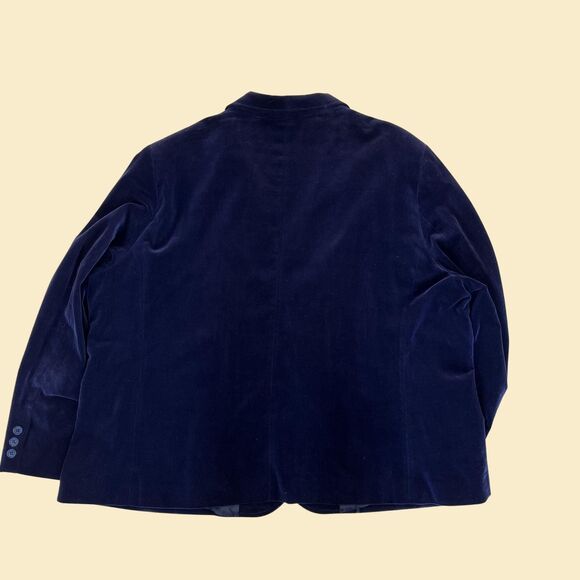 1970s blue velour blazer jacket by Catherines, vintage womens size 48 jacket - Picture 8 of 10